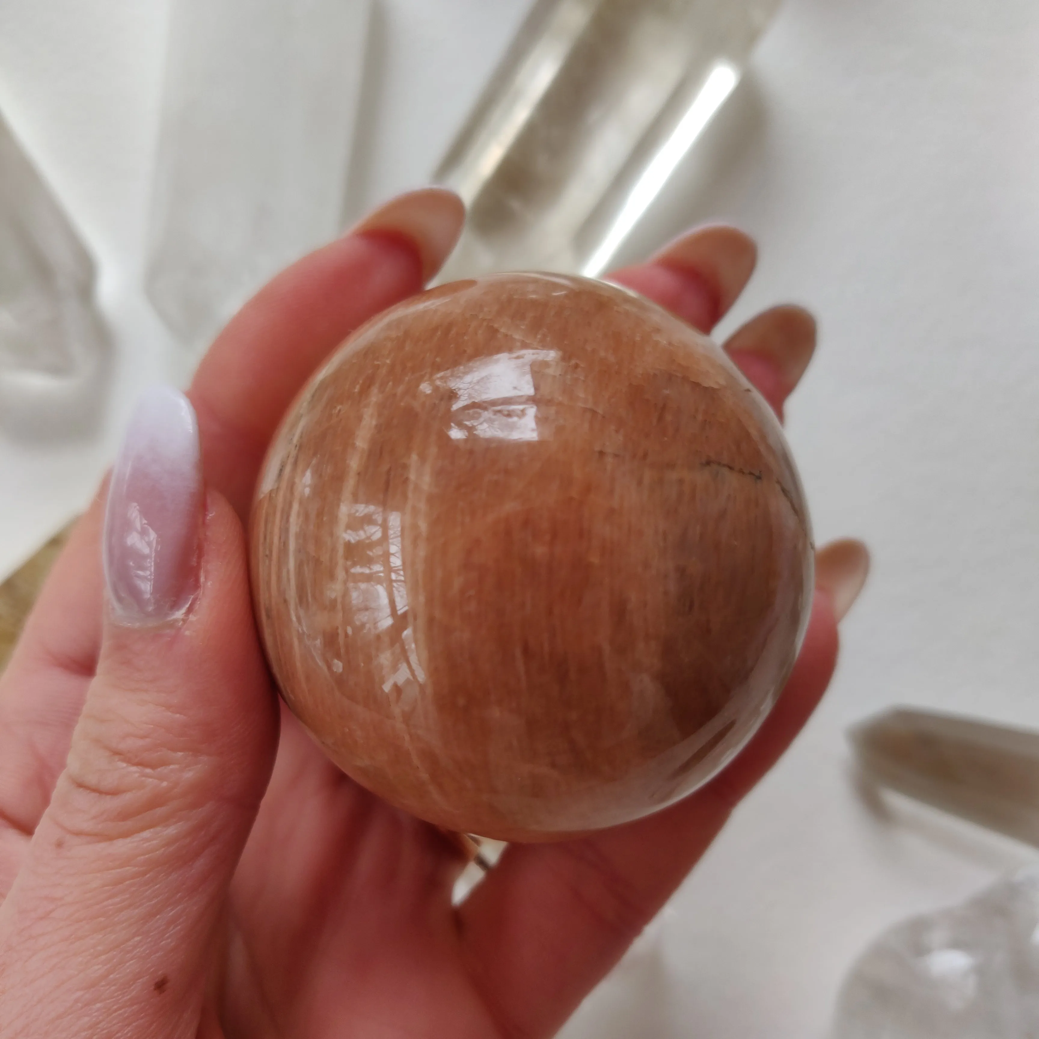 Peach Moonstone Sphere (#2)