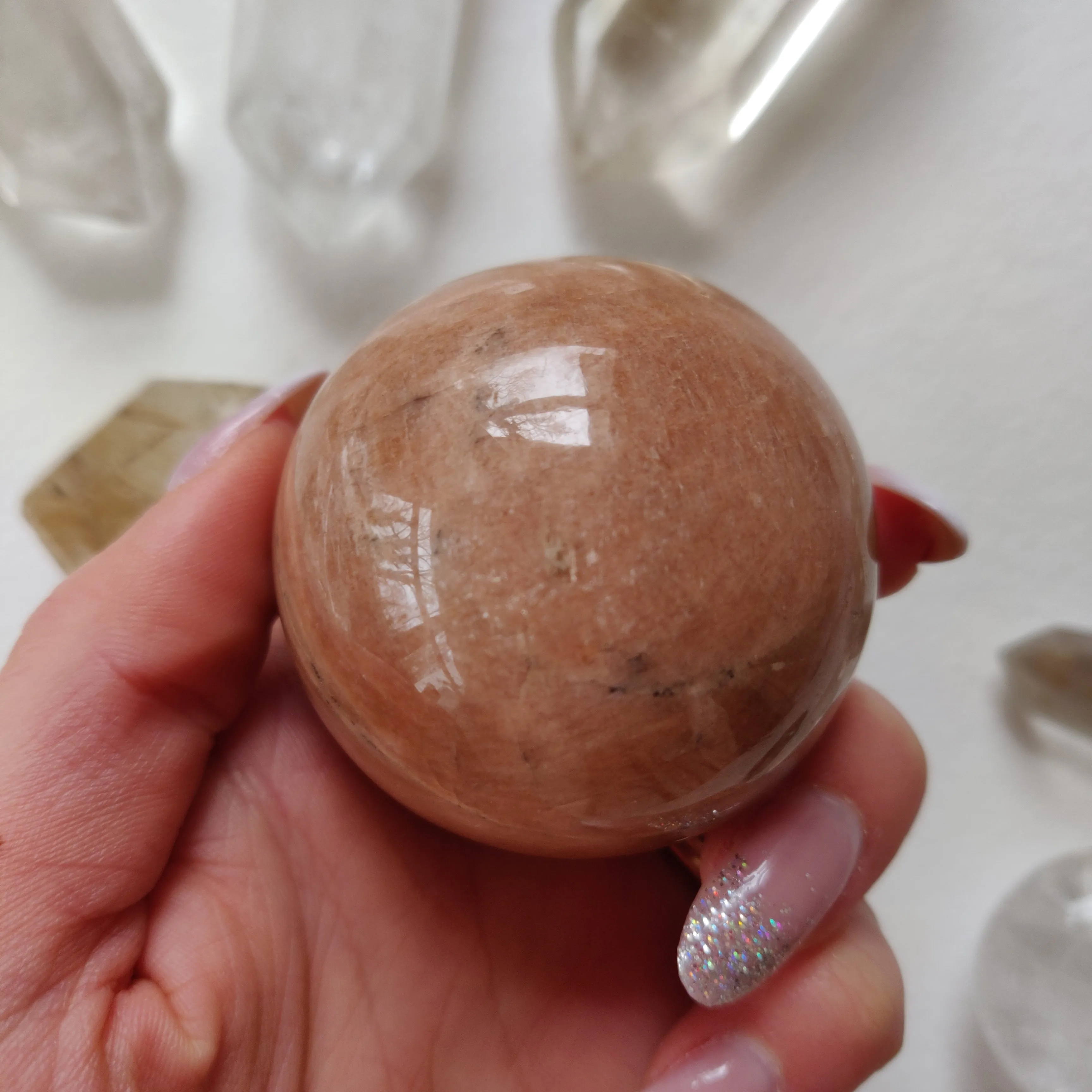 Peach Moonstone Sphere (#2)