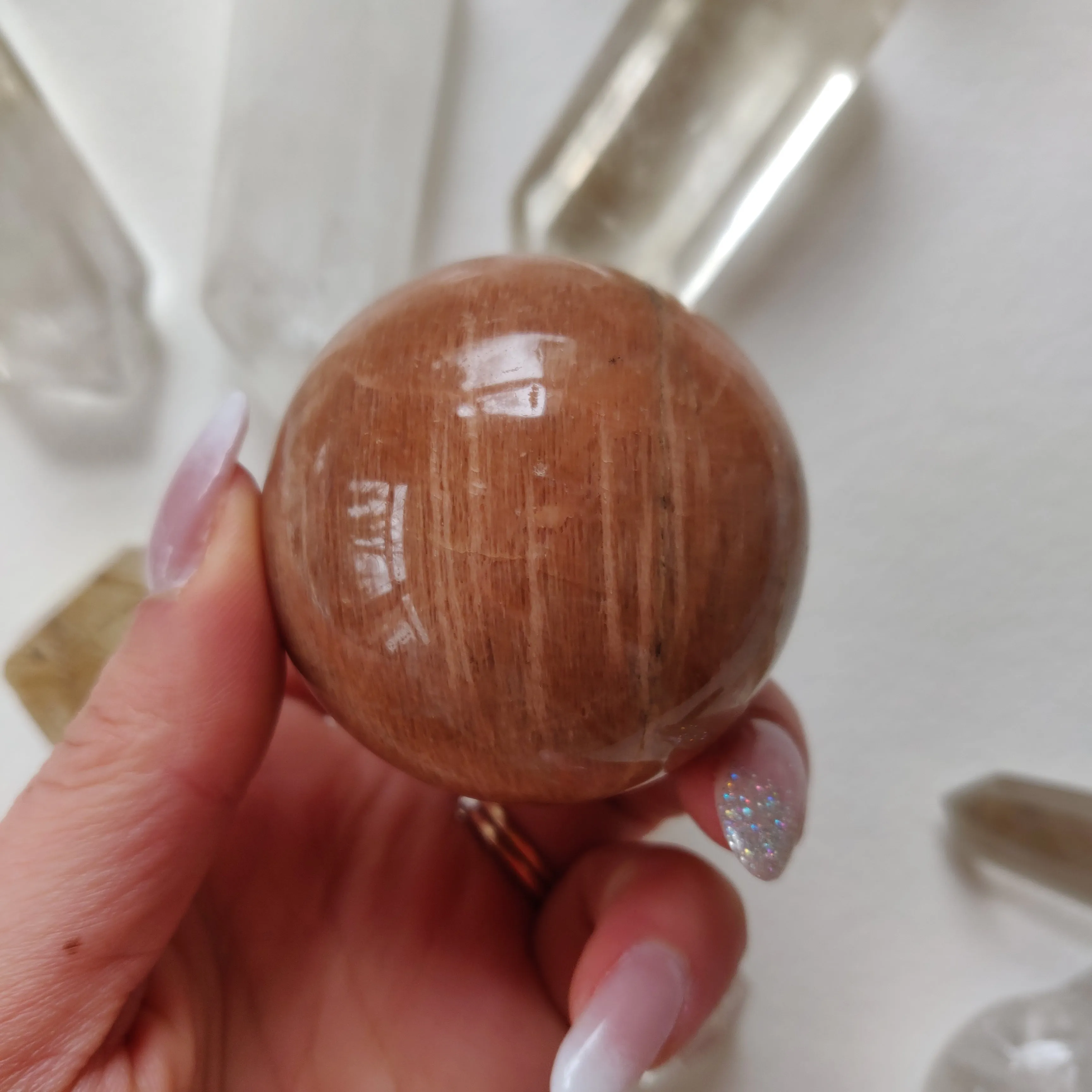 Peach Moonstone Sphere (#2)