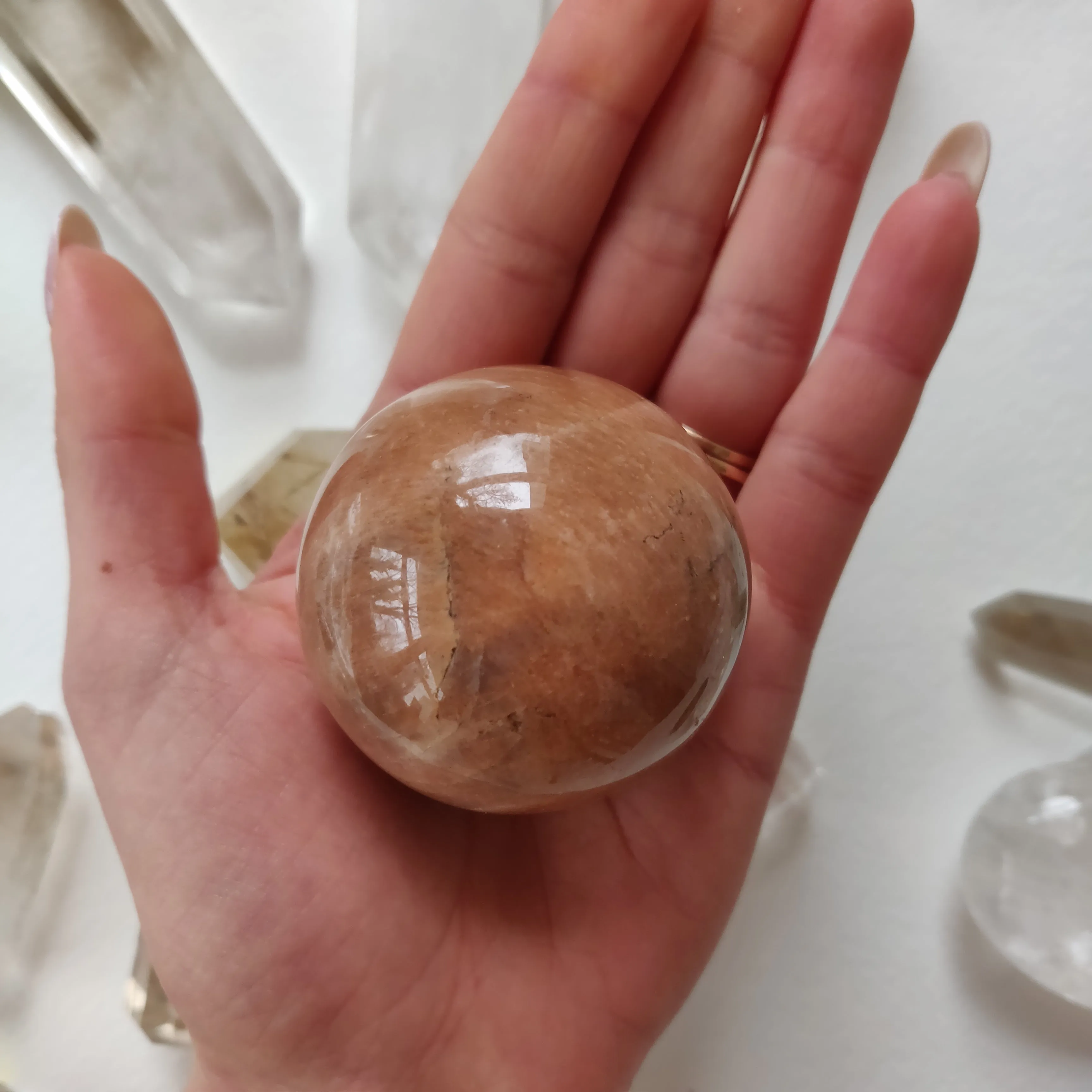 Peach Moonstone Sphere (#2)