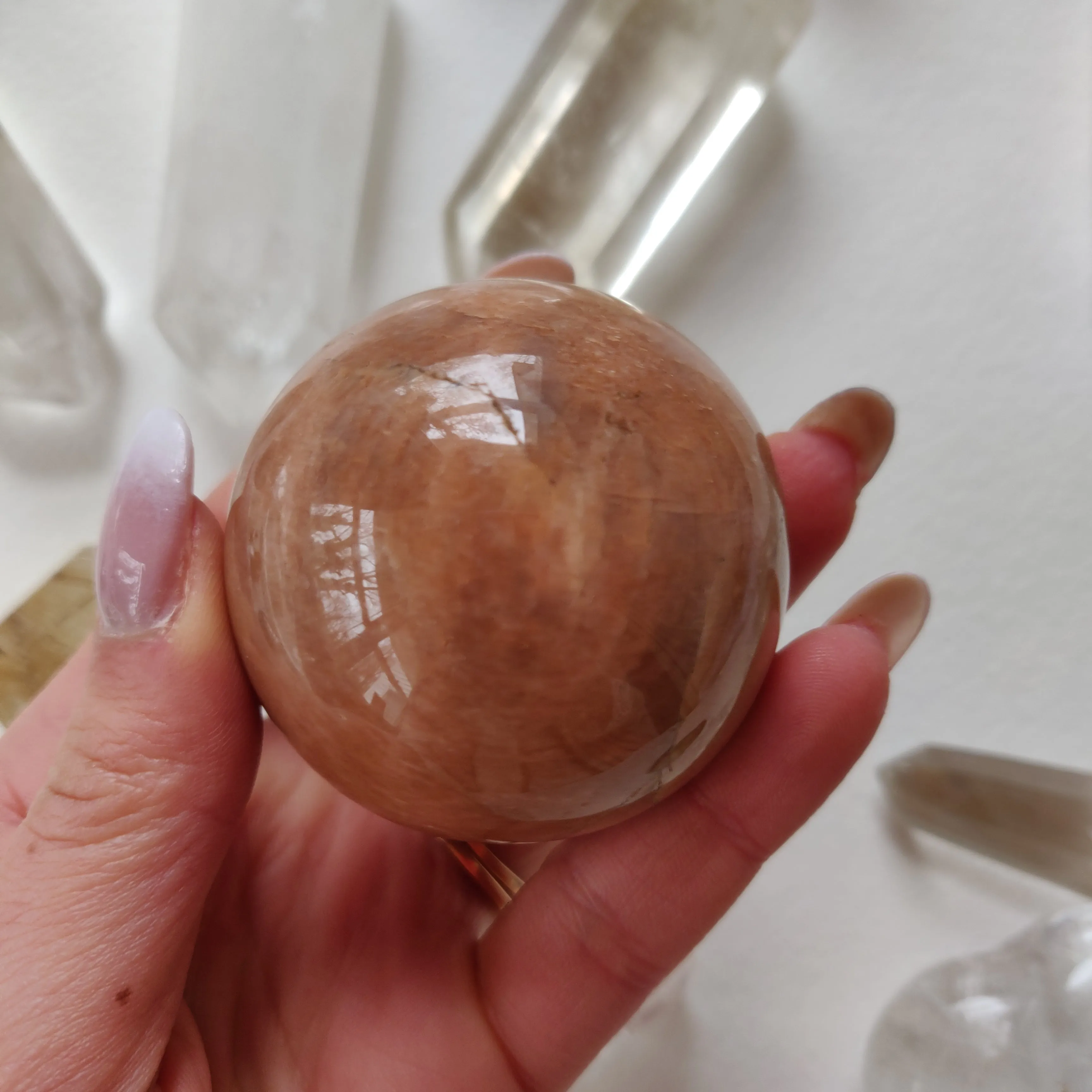 Peach Moonstone Sphere (#2)