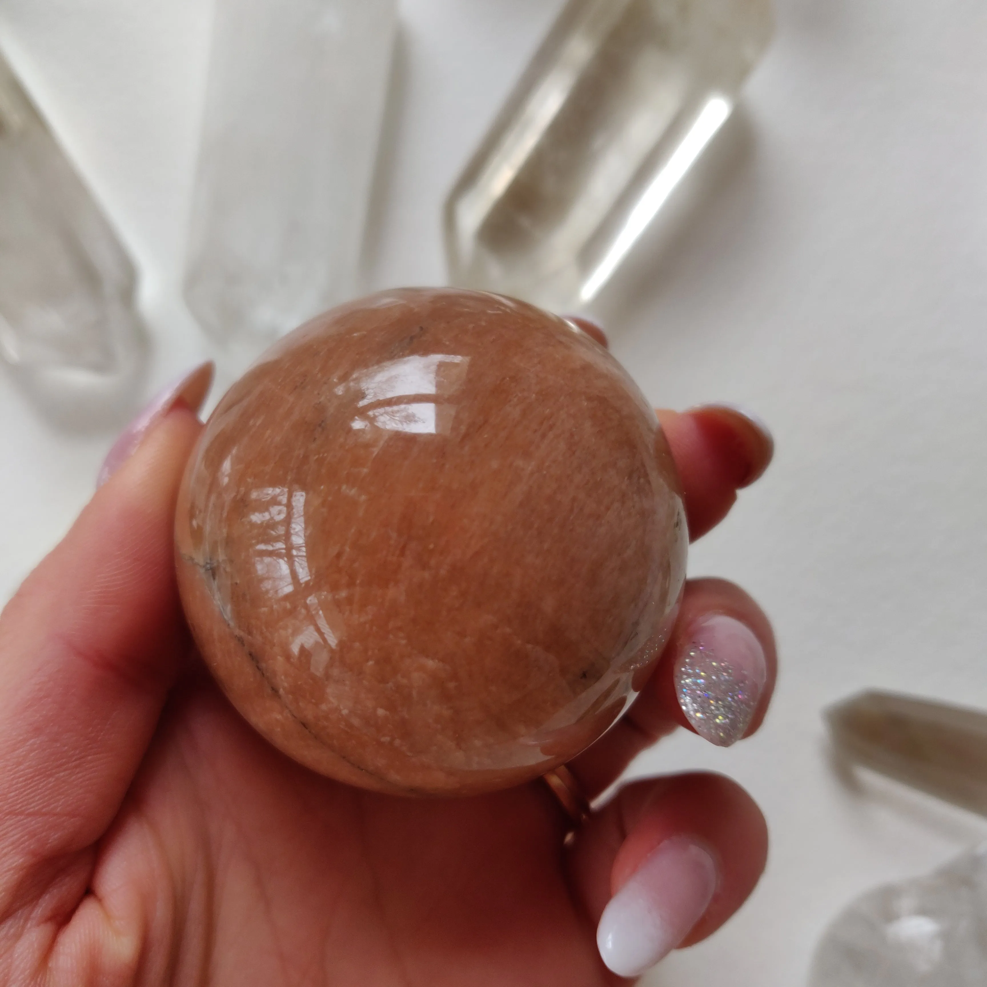 Peach Moonstone Sphere (#2)