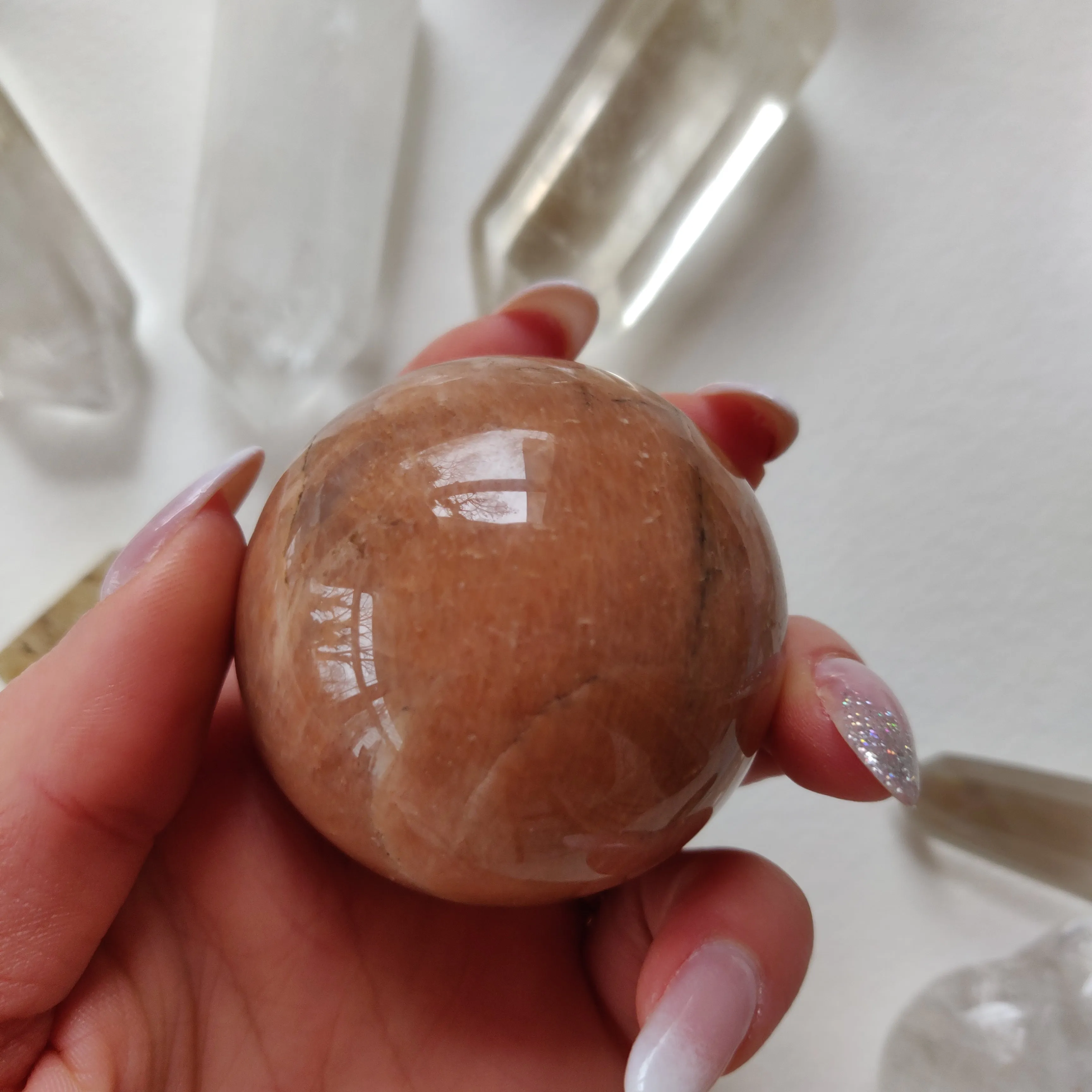 Peach Moonstone Sphere (#2)