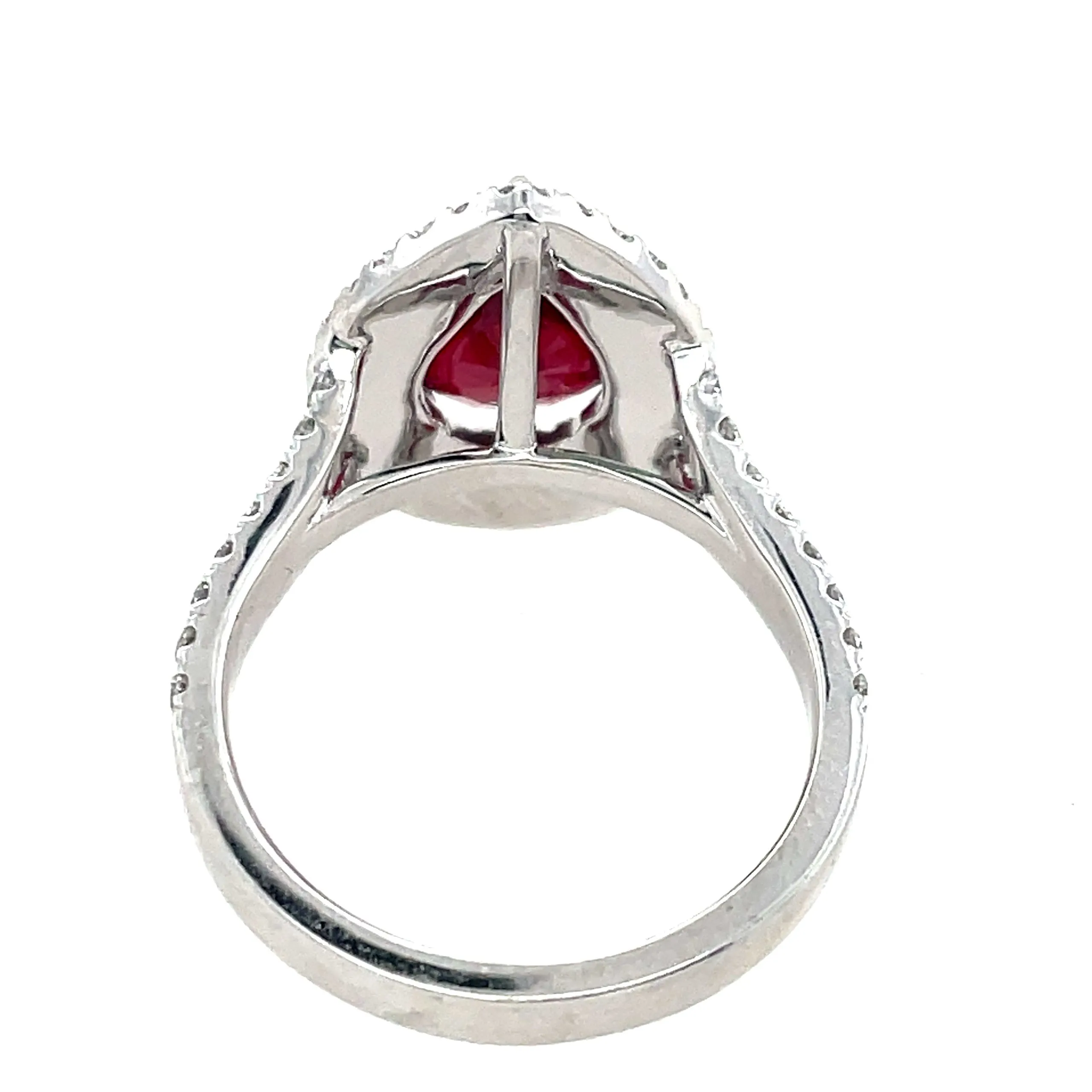 Pear Shape Ruby Halo Diamond Ring