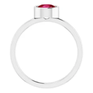 Platinum 6 mm Lab-Grown Ruby Ring