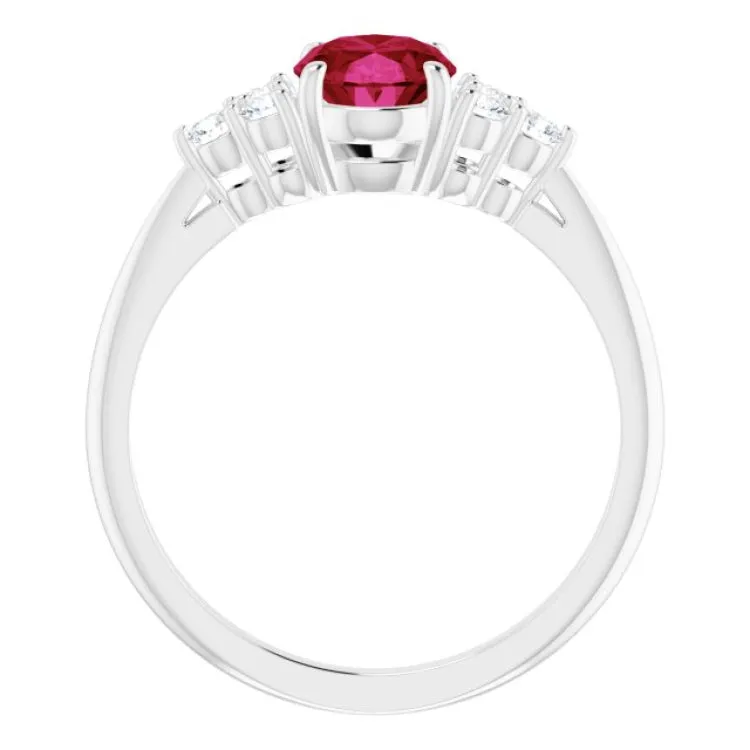 Platinum Lab-Grown Ruby & 1/4 CTW Natural Diamond Ring