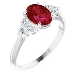 Platinum Lab-Grown Ruby & 1/4 CTW Natural Diamond Ring