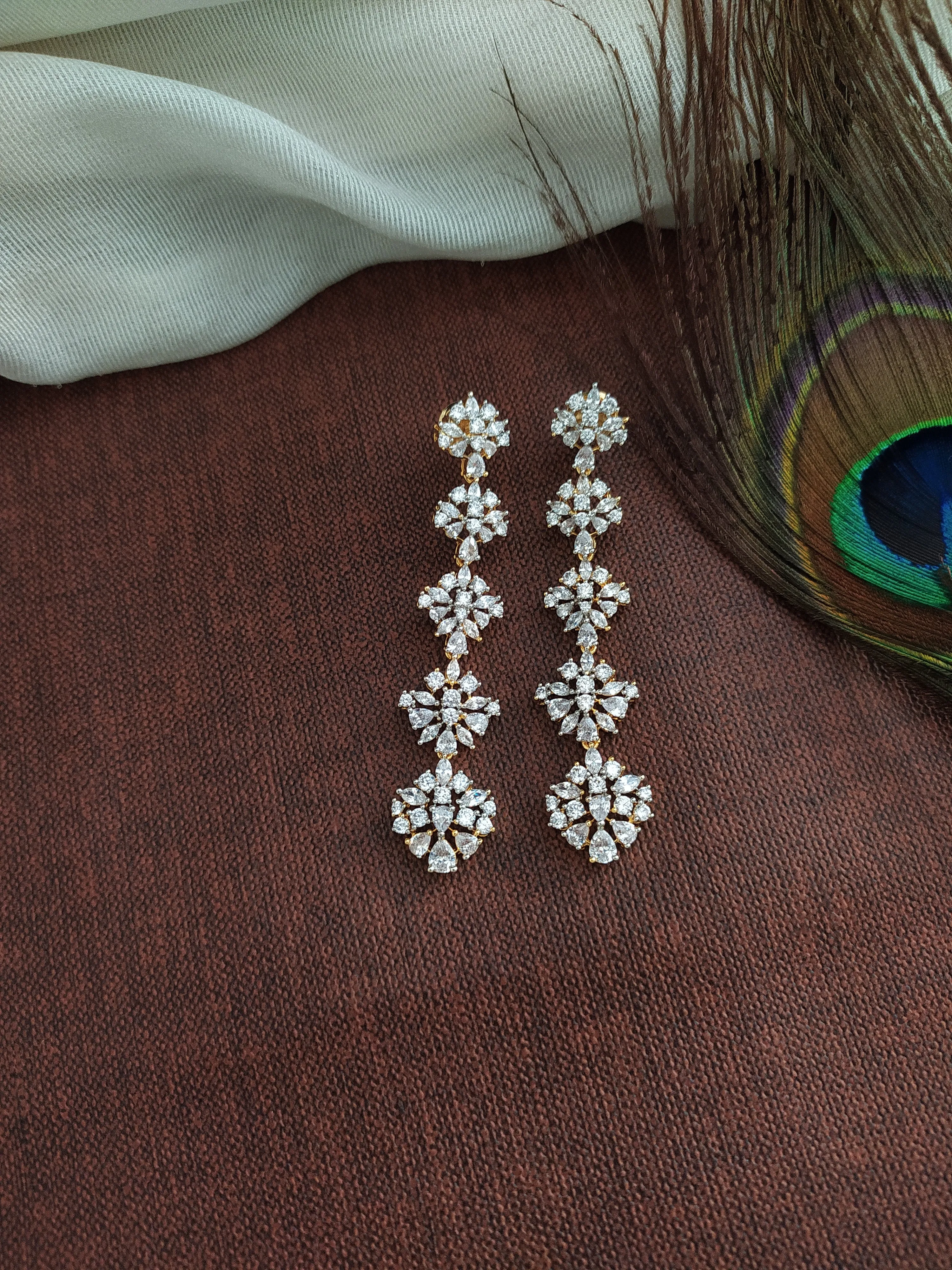 Radiant Petals Dual Tone Diamond Finish Floral Long Haram Set