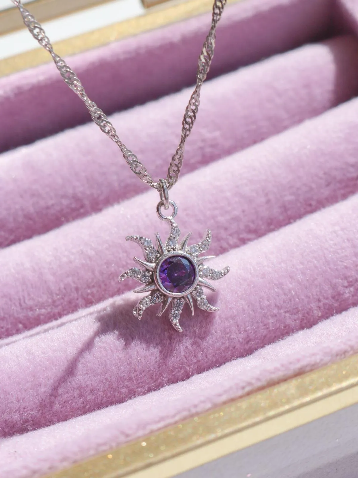 Rapunzel Minimal Purple Sun Necklace, Princess Jewelry vol2