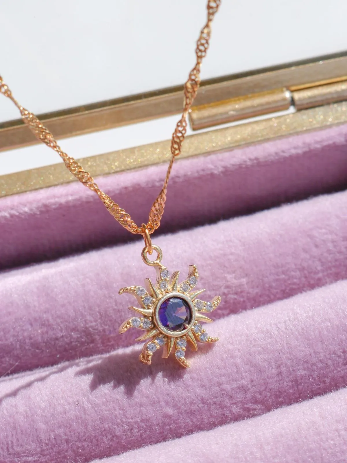 Rapunzel Minimal Purple Sun Necklace, Princess Jewelry vol2