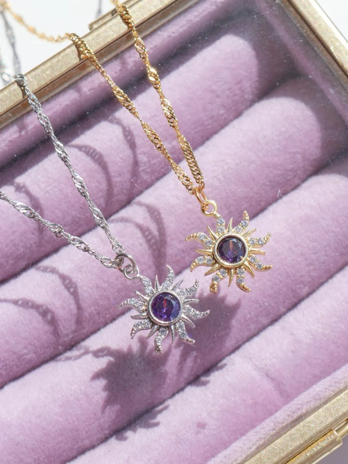 Rapunzel Minimal Purple Sun Necklace, Princess Jewelry vol2