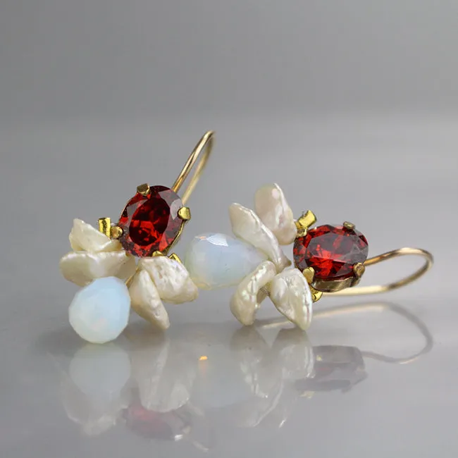 Red Cubic Zirconia Bee Earrings