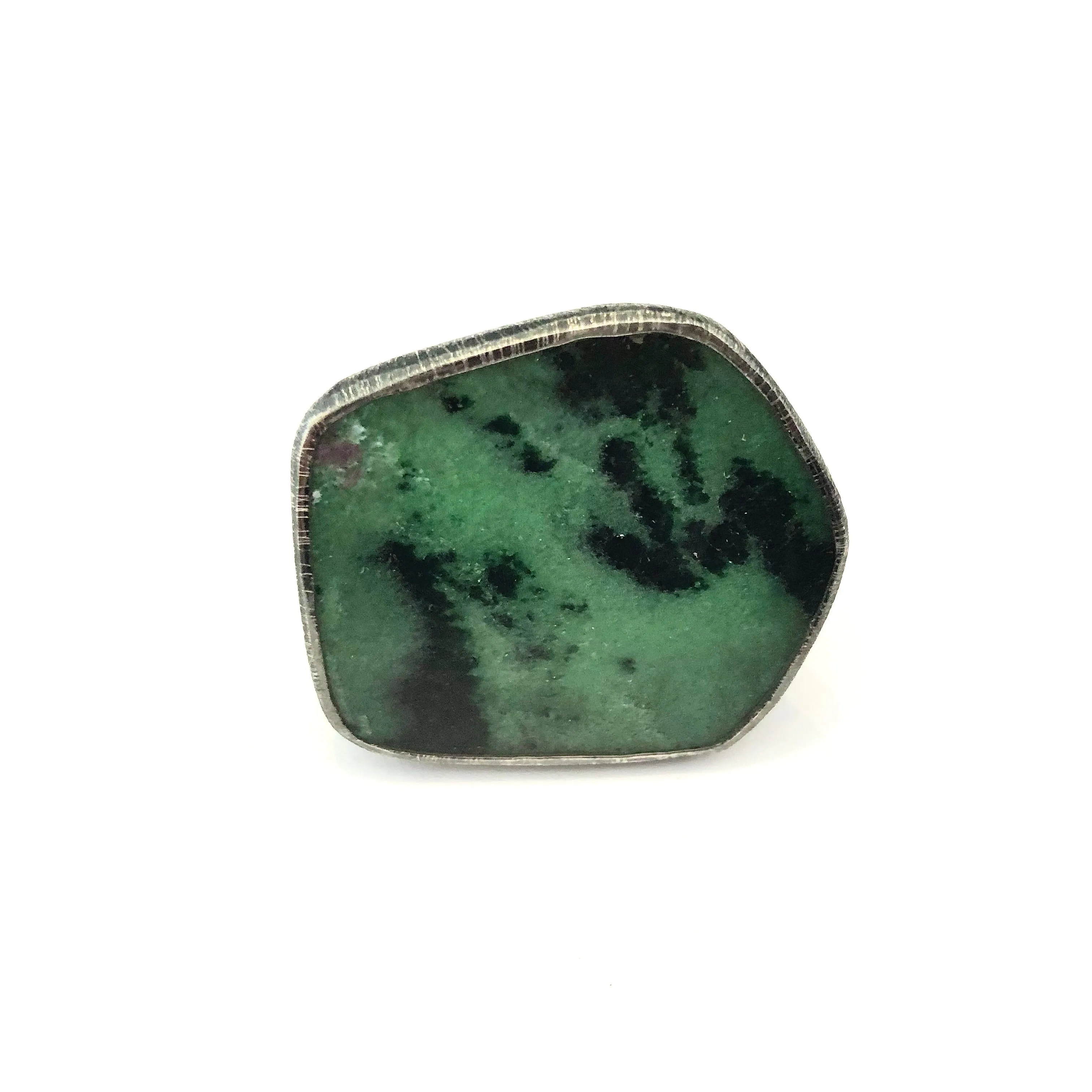 Ruby Zoisite Ring Etched Texture in Sterling Silver