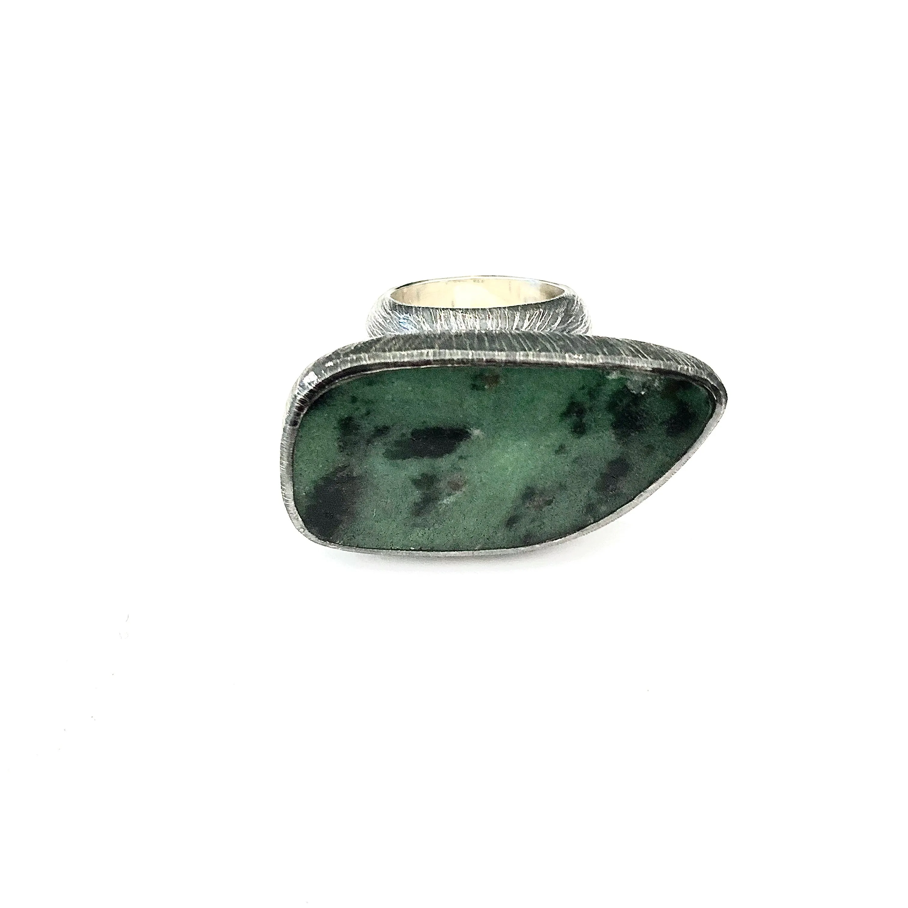 Ruby Zoisite Ring Etched Texture in Sterling Silver