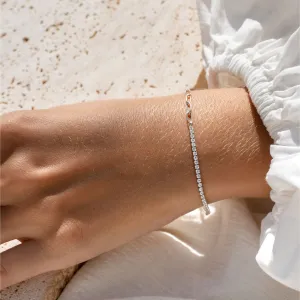 Silver Tennis Bracelet (Half) - White