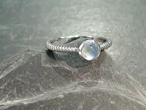 Size 9 Moonstone, Rhodium Plated Sterling Silver Ring