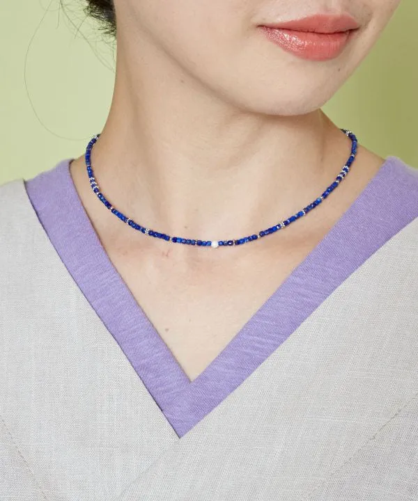 Square Shape Lapis Lazuli Beads Necklace