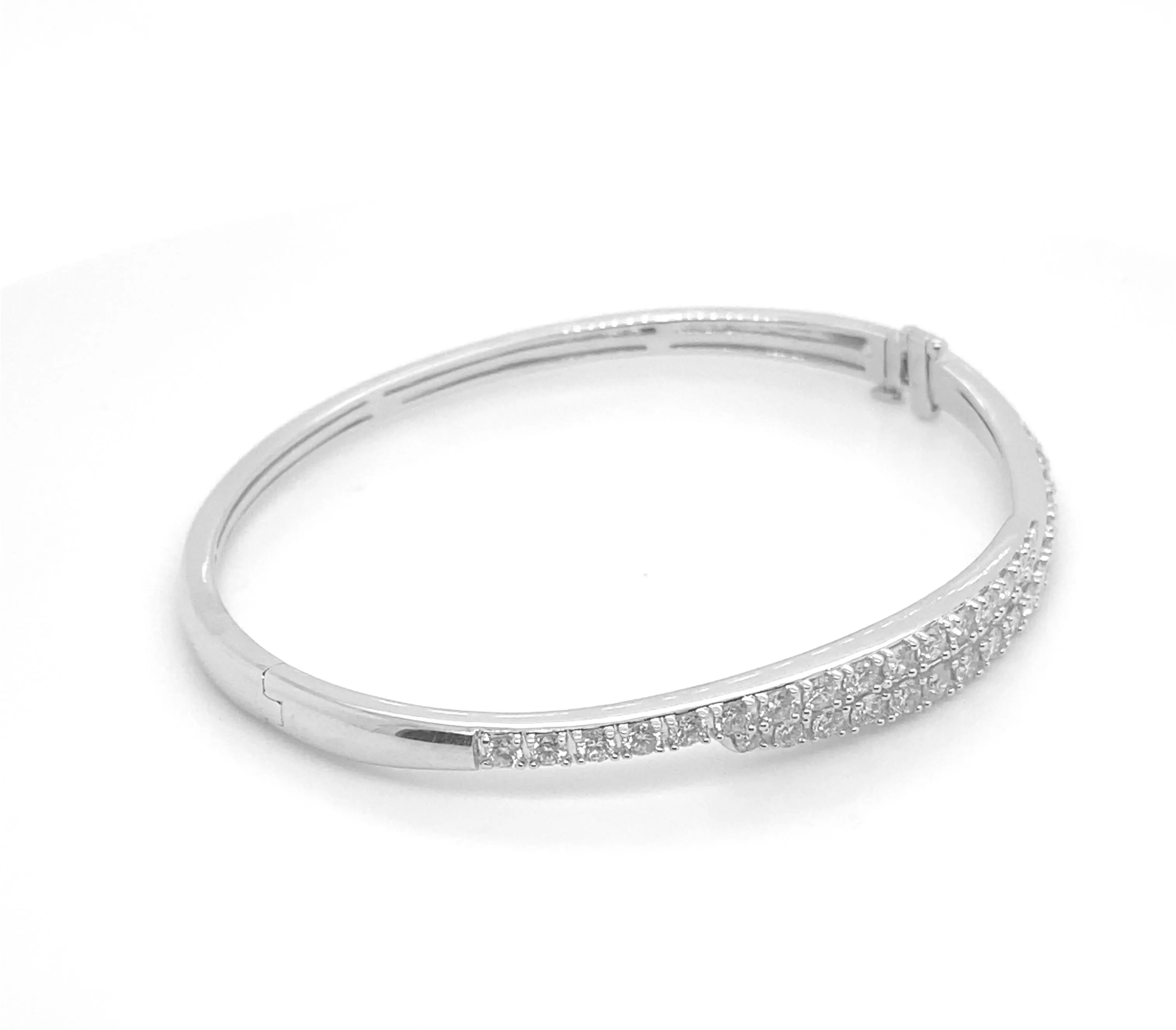 Stack Diamond Bangle Bracelet White Gold B007N