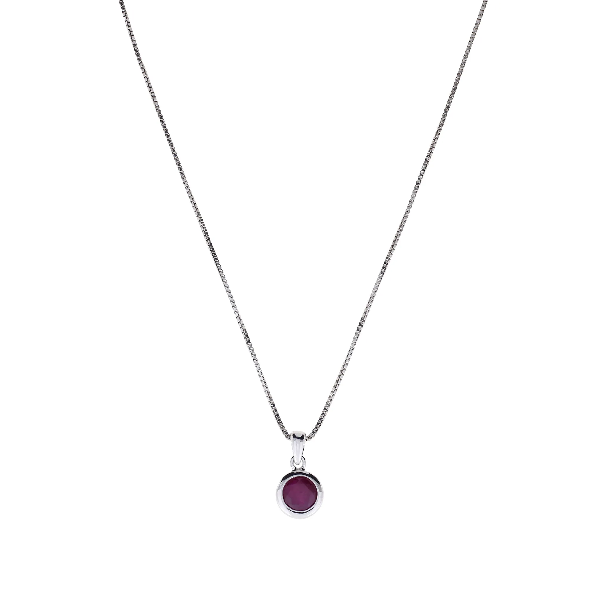 Sterling Silver Brilliant Cut Ruby Pendant