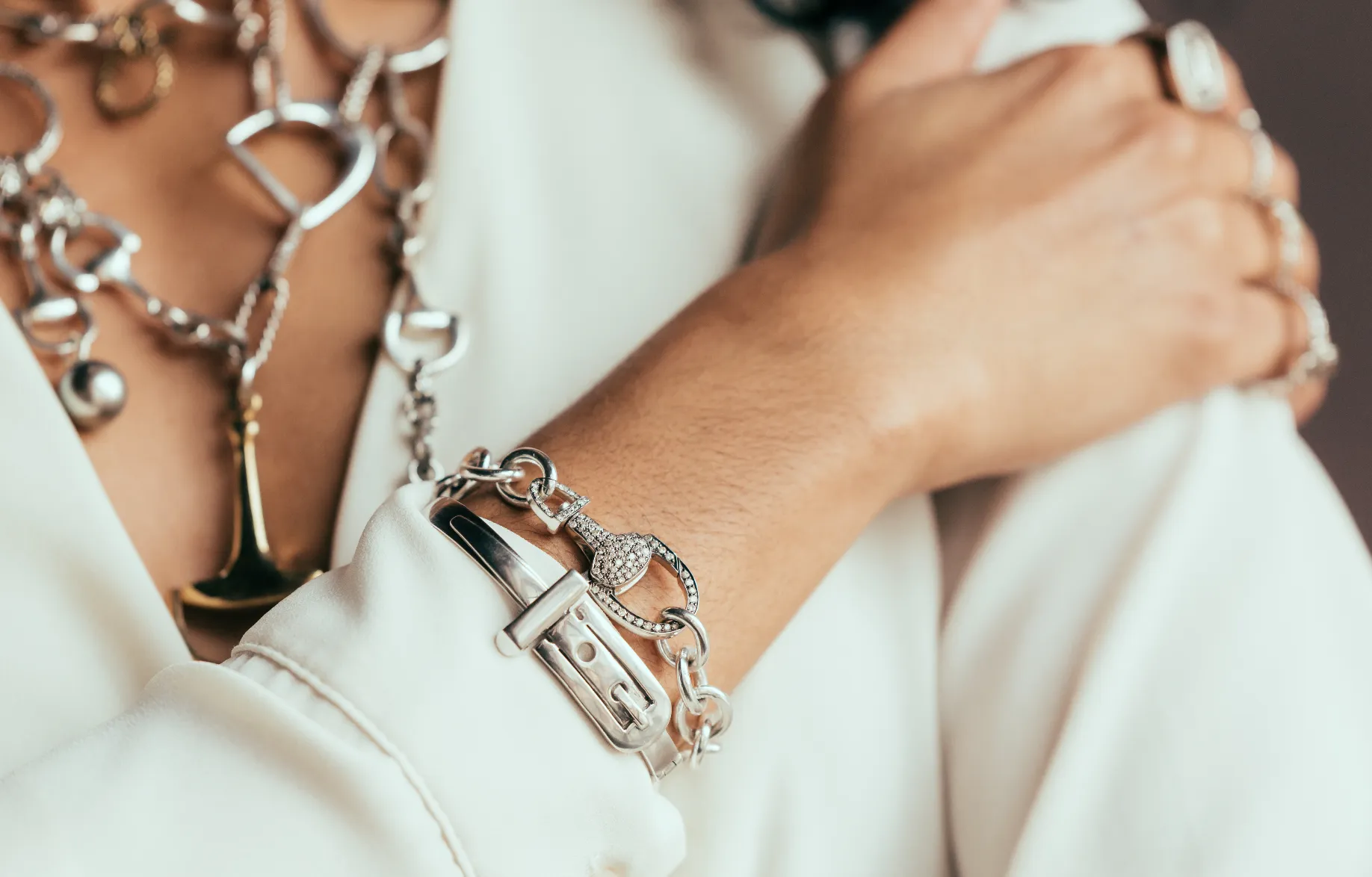 Stirrup Lock Bracelet | Diamond SMALL