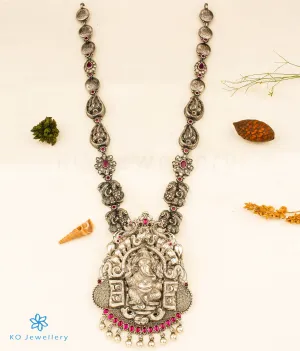 The Aadhvitha Silver Ganesha Peacock Necklace