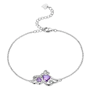 Tokyo Mart Butterfly Birthstone February Amethyst Bracelet Women Girls Jewelry Birthday Gift 925 Sterling Silver