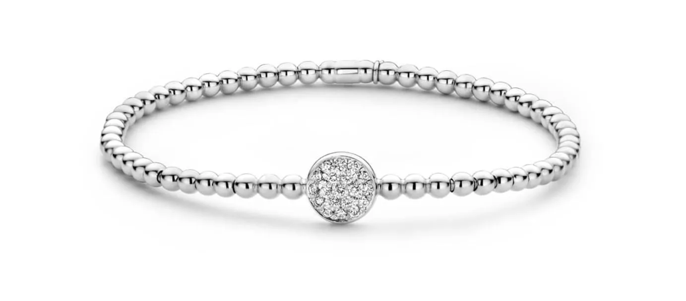 Tresore 0.20Ct Diamond Single Round Station Stratch Bracelet in 18k White Gold