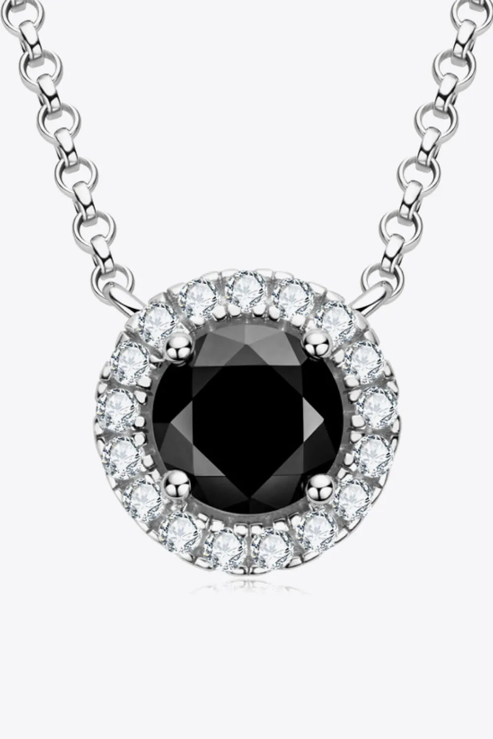 Two-Tone 1 Carat Moissanite Round Pendant Necklace