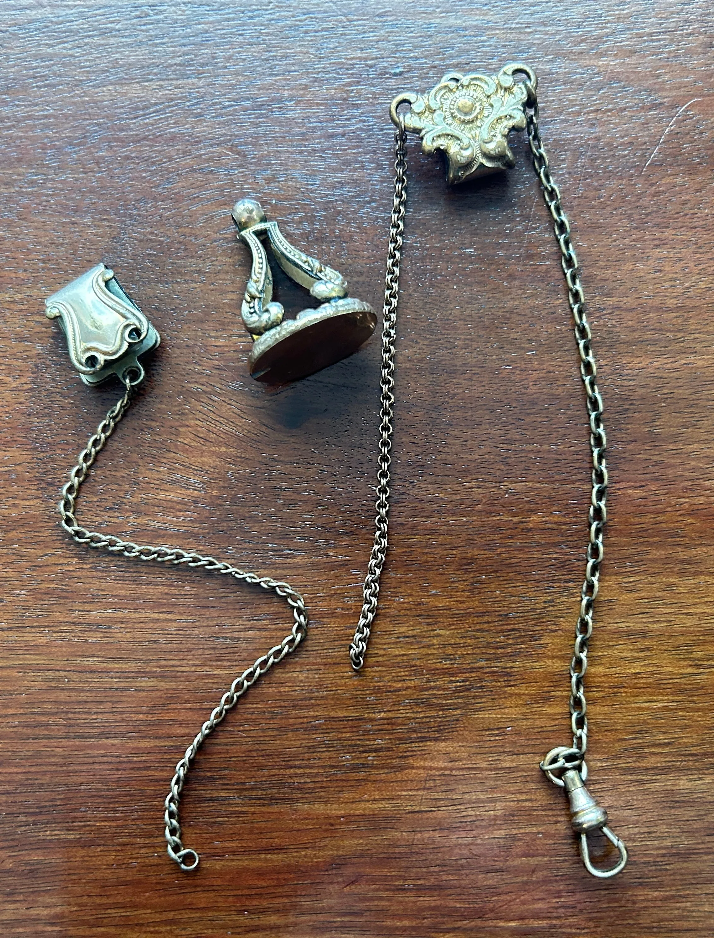 Vintage Antique Gold Filled Pocket Watch Chain Fob Clip