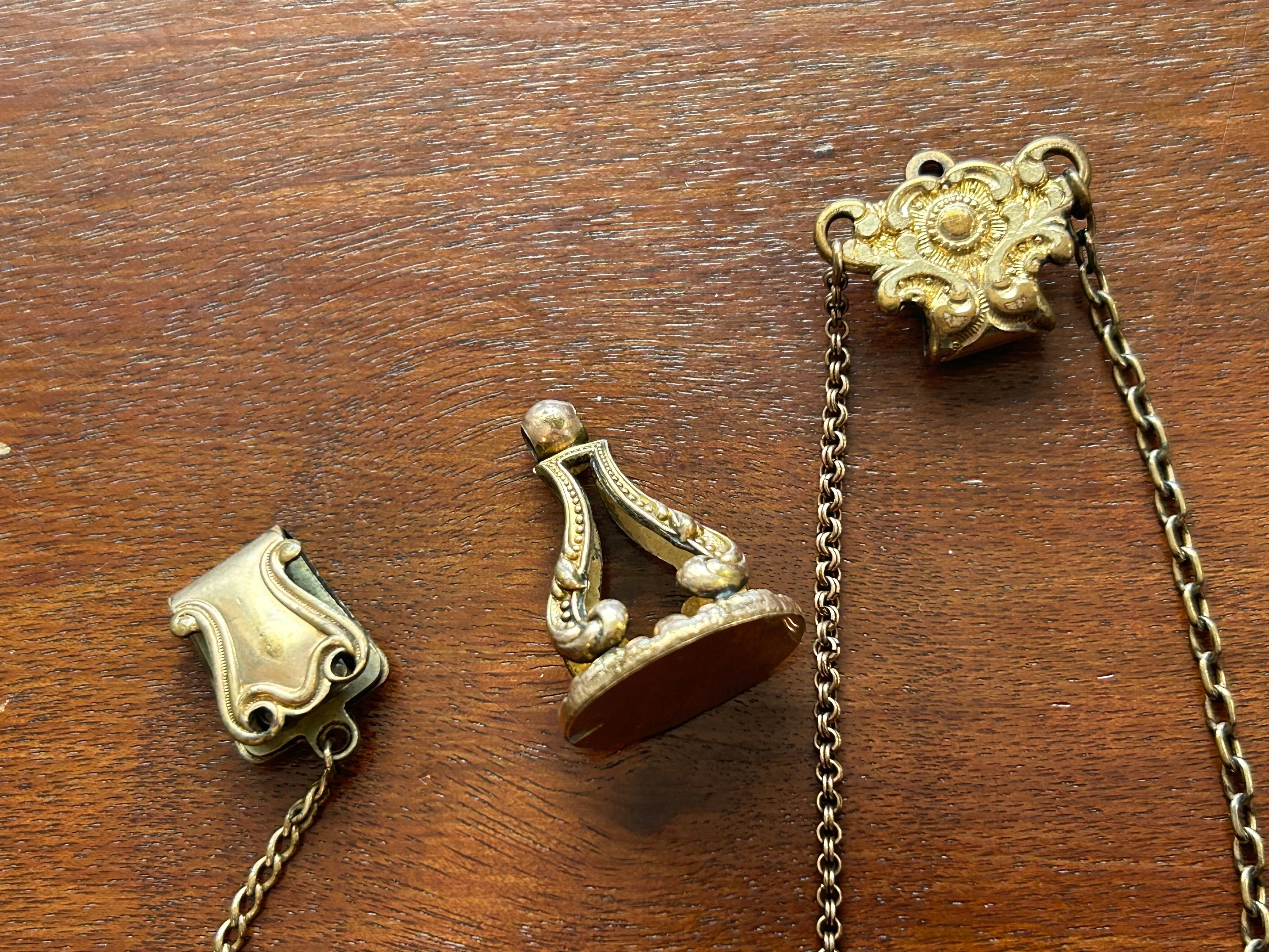 Vintage Antique Gold Filled Pocket Watch Chain Fob Clip