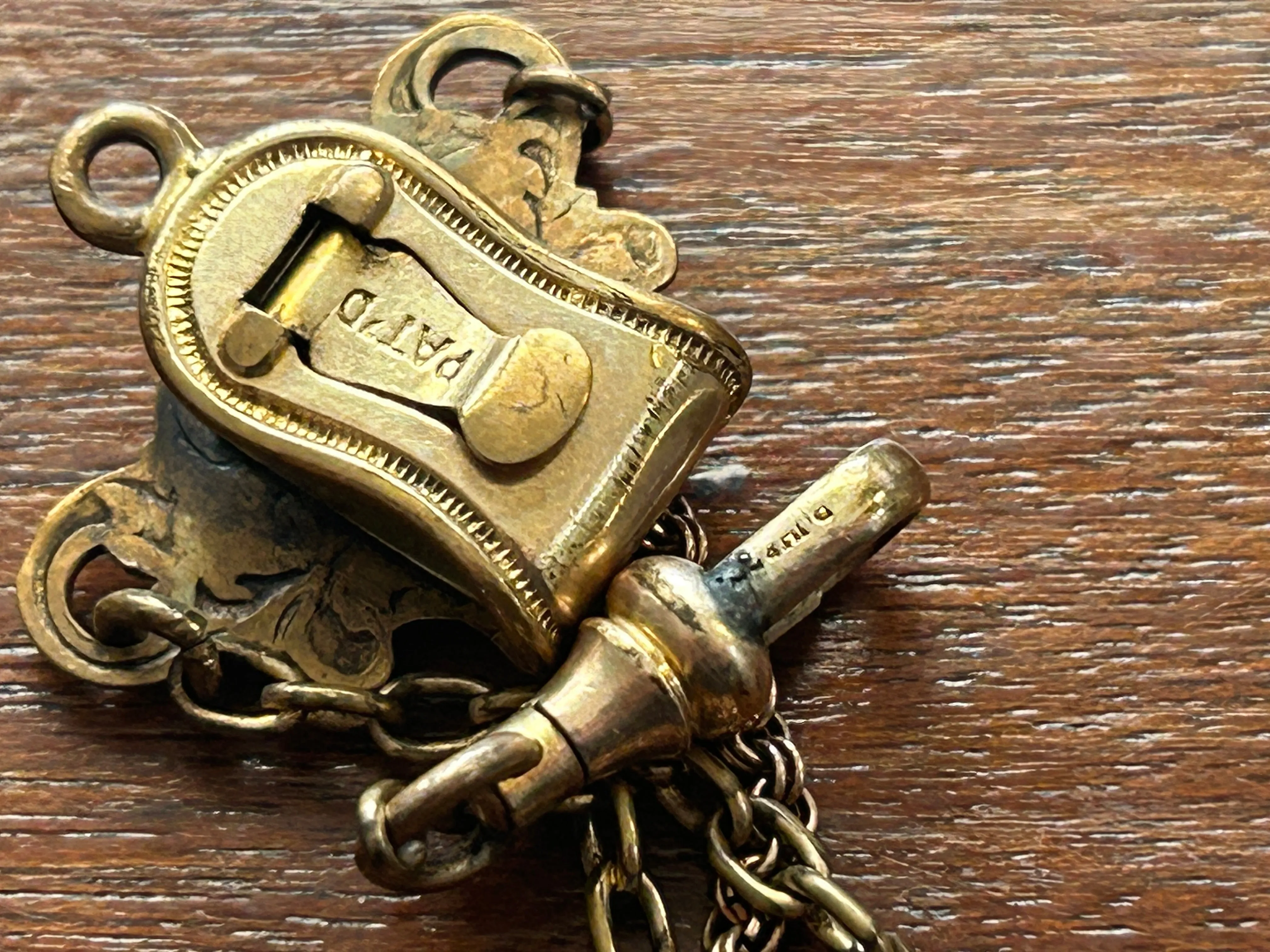 Vintage Antique Gold Filled Pocket Watch Chain Fob Clip