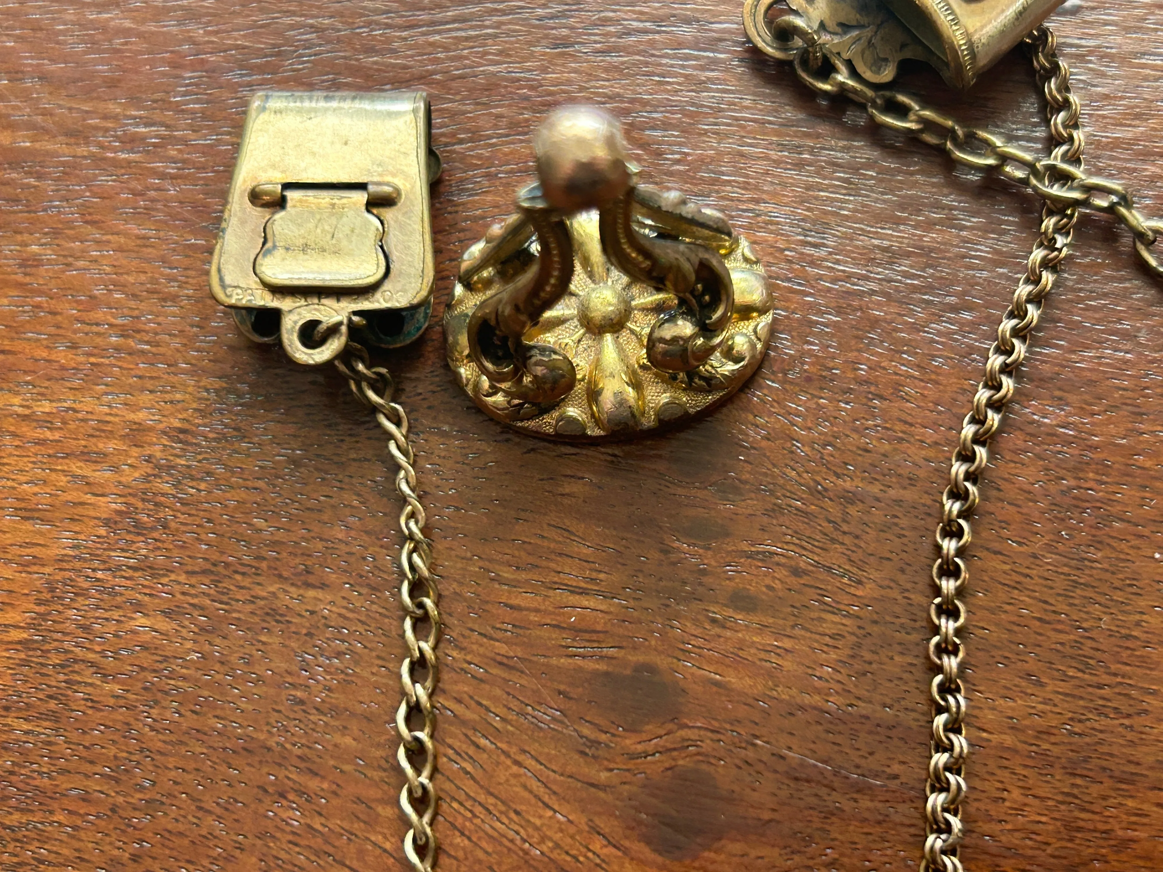 Vintage Antique Gold Filled Pocket Watch Chain Fob Clip