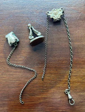 Vintage Antique Gold Filled Pocket Watch Chain Fob Clip