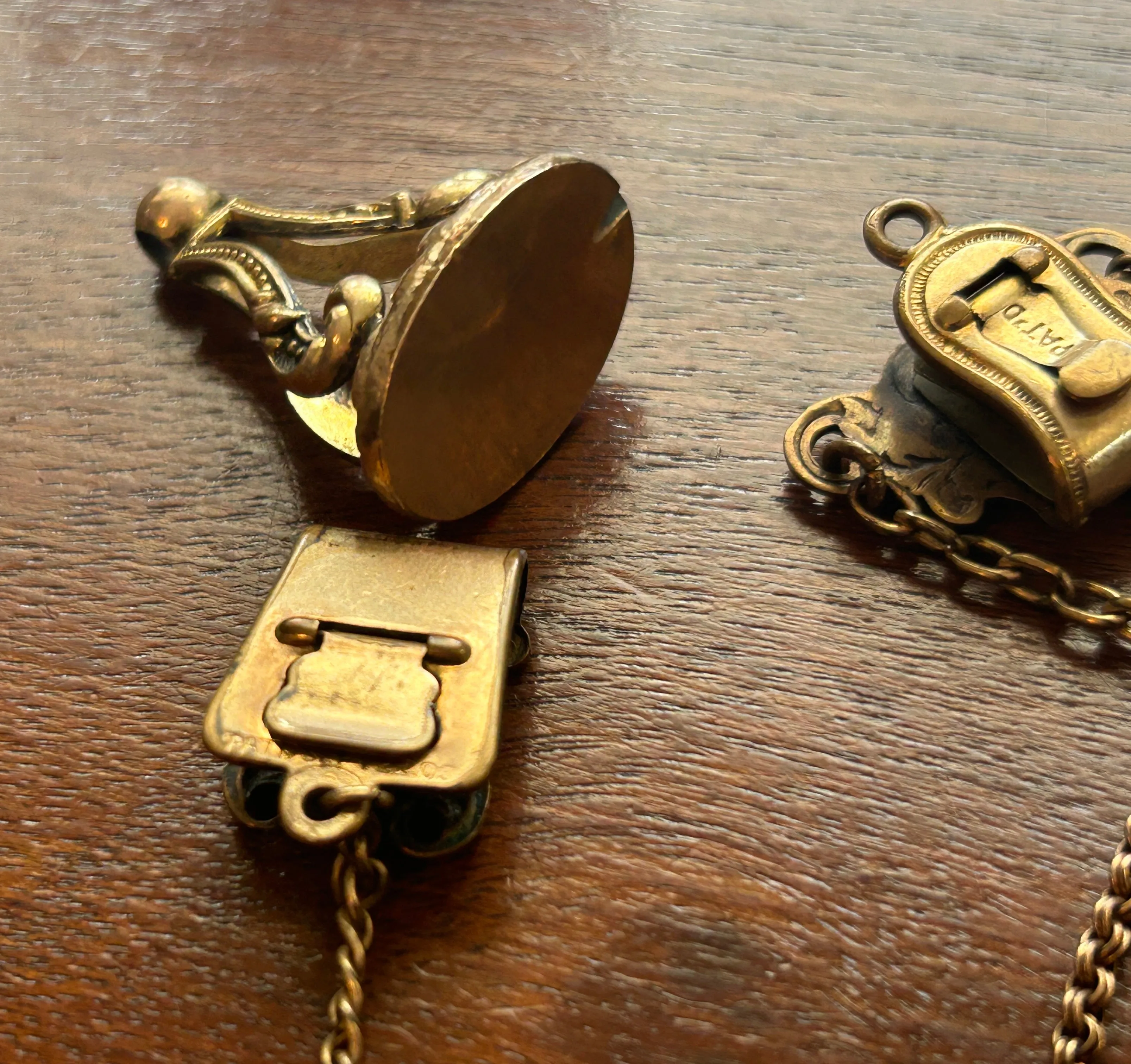 Vintage Antique Gold Filled Pocket Watch Chain Fob Clip