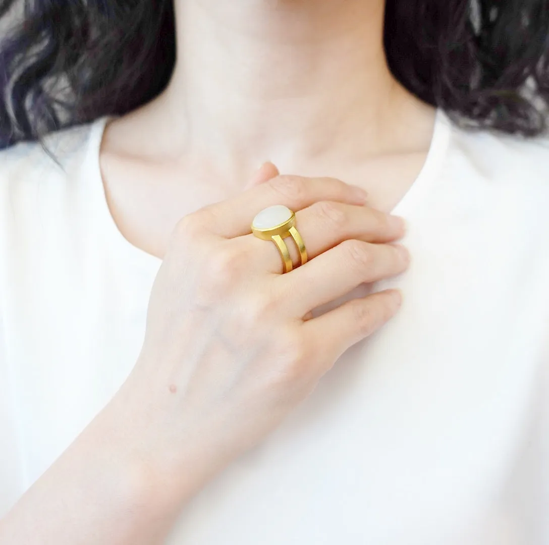 White Jade Statement Ring