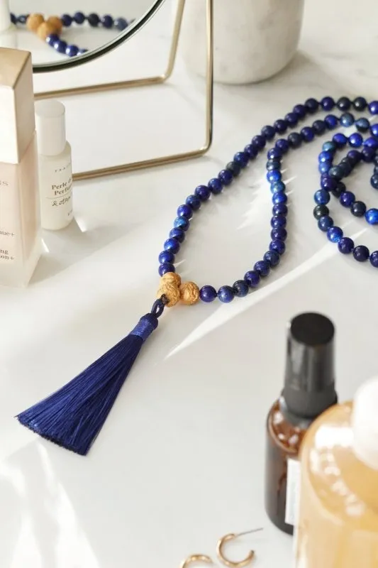 Xander Kostroma Lapis Lazuli 108 Mala Bead Prayer Necklace with Tassel – Handmade, Healing Crystal, Meditation & Spiritual Practice, Lapis Lazuli, Adjustable Length, Men’s and Women’s Accessory