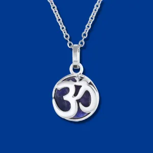 Yoga OM Charm Necklace in Lapis Lazuli