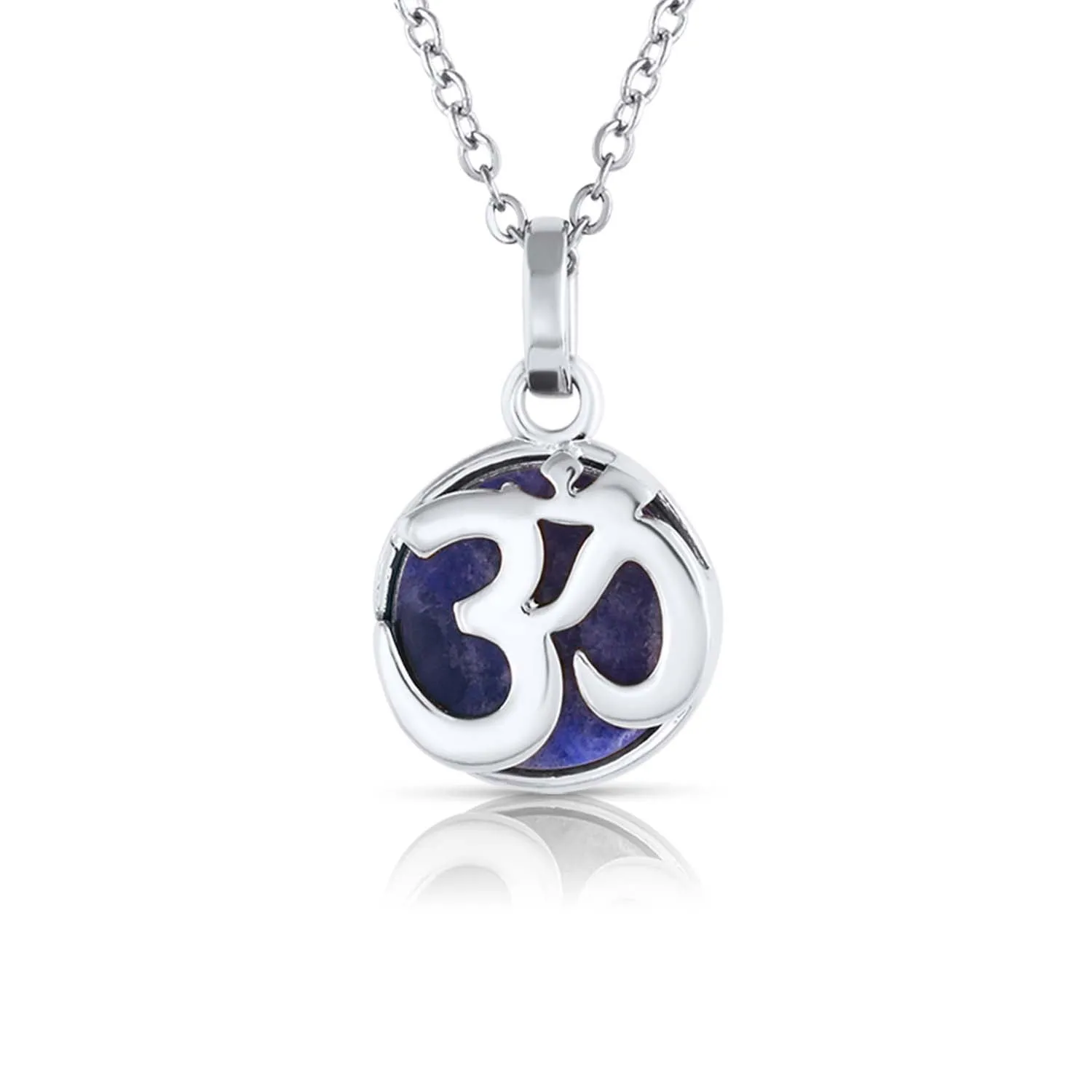 Yoga OM Charm Necklace in Lapis Lazuli